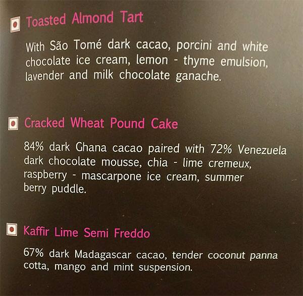 Fabelle menu