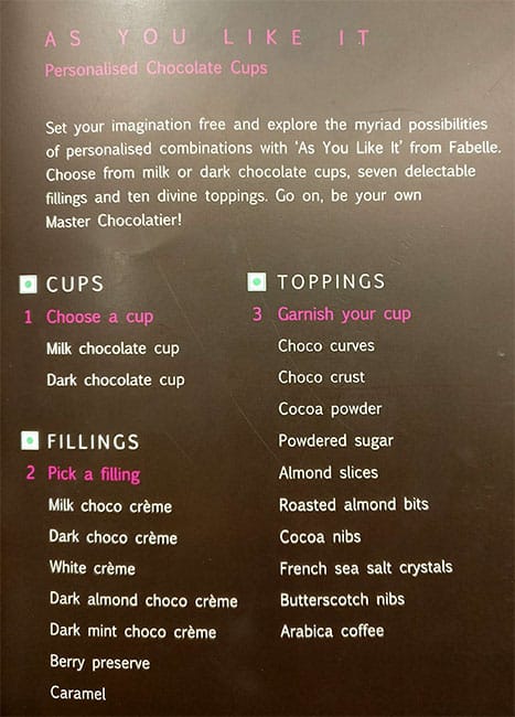 Fabelle menu