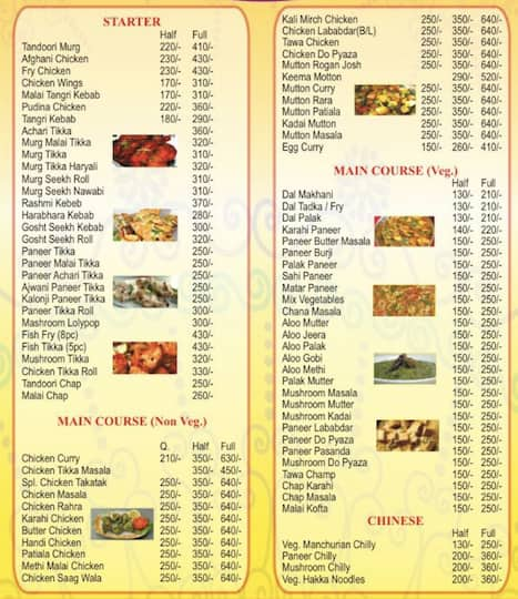 Rajvinder Ka Dhaba Menu, Menu for Rajvinder Ka Dhaba, Ashok Vihar Phase ...