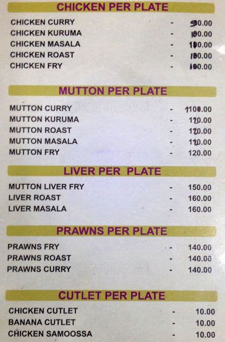Hotel Sani menu