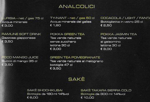 Menu di Zushi Milano 