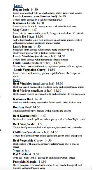 The Rasoi Tandoori Indian Kitchen Menu Urbanspoon Zomato