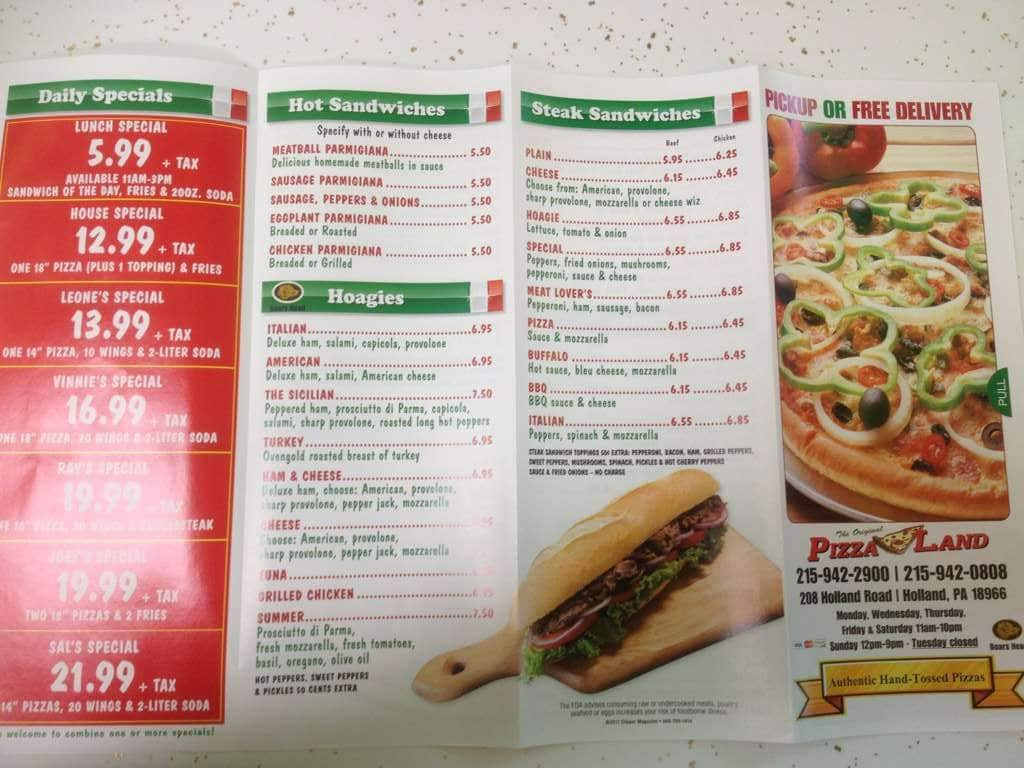 Pizza Land Menu, Menu for Pizza Land, Chesterbrook, Chester County ...