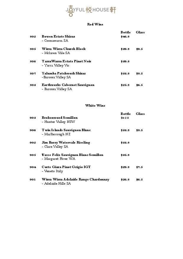 Menu at Joyful House restaurant, Hornsby, Shop R3/236 Pacific Hwy