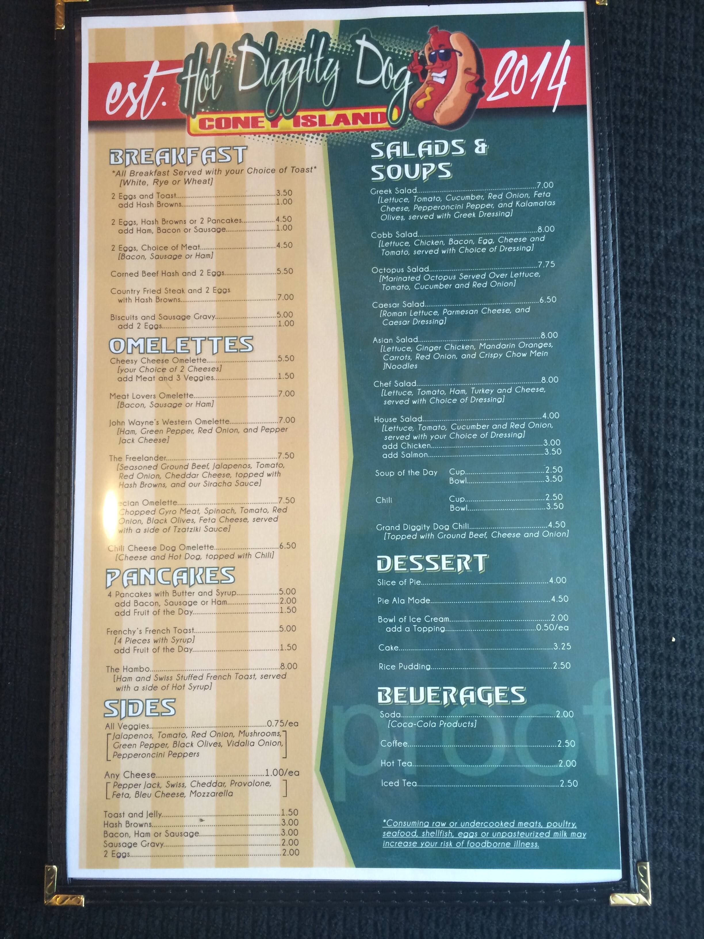Hot Diggity Dog Coney Island Menu Urbanspoon/Zomato