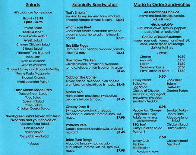 Fourth Street Deli menu