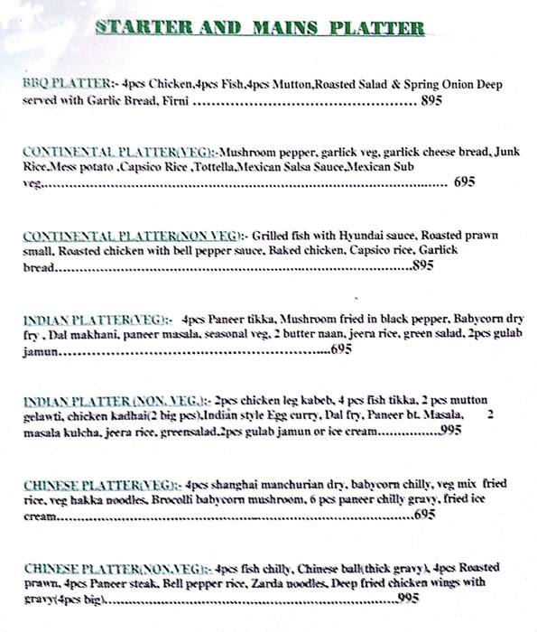 Menu at De Saffron, Ranchi