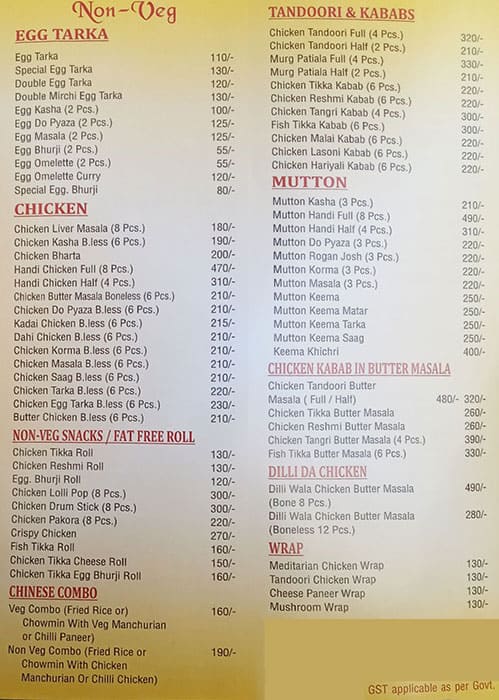 JAI HIND DHABA menu