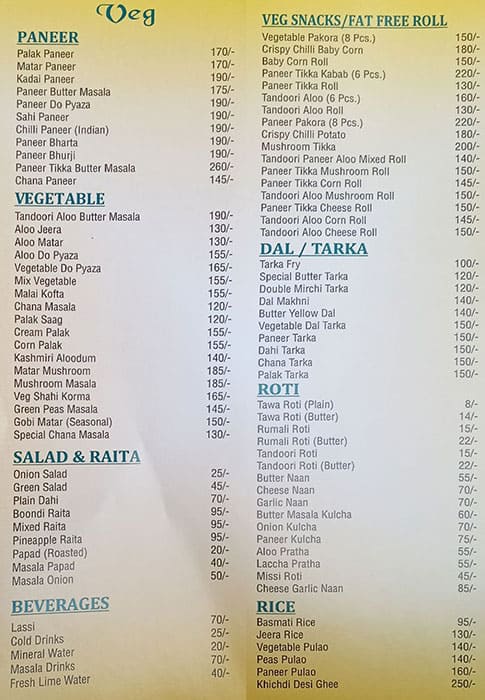 JAI HIND DHABA menu