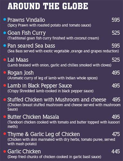 The Aquarium menu