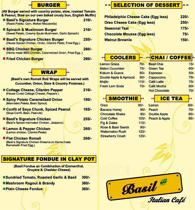 Menu at Basil The Taste, Mumbai