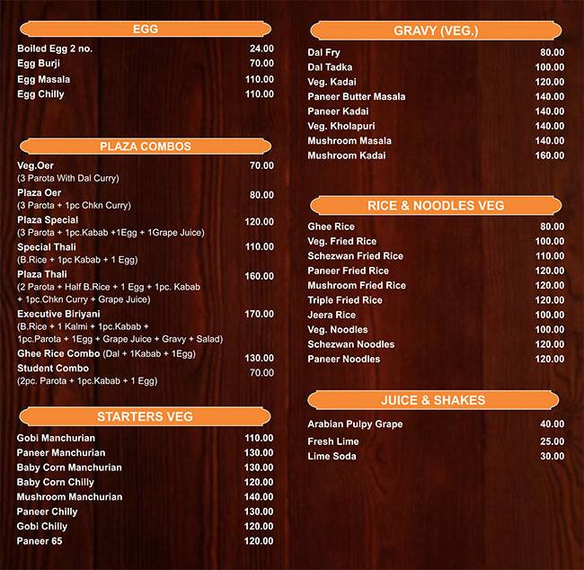 New Kabab Plaza menu