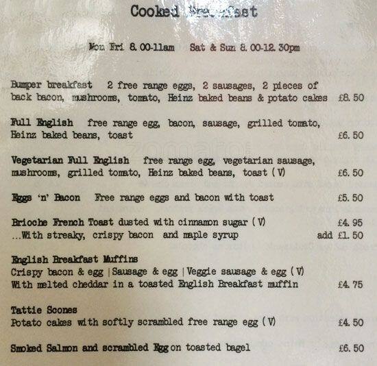 Menu At Bloomsbury Coffee House London