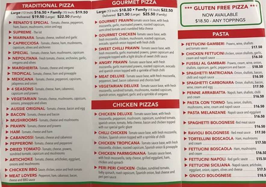 Renato's Cafe Menu, Menu for Renato's Cafe, Gymea, Sydney Urbanspoon