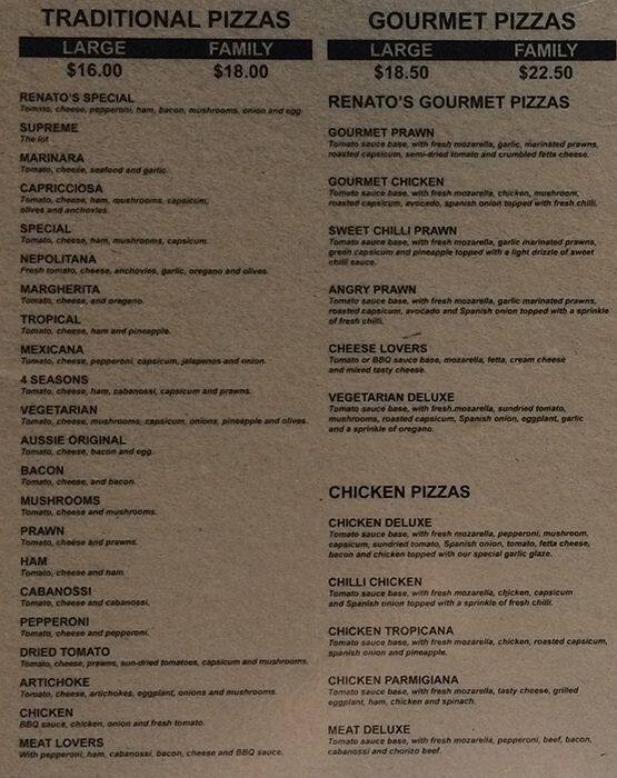 Renato's Cafe Menu, Menu for Renato's Cafe, Gymea, Sydney Urbanspoon/Zomato
