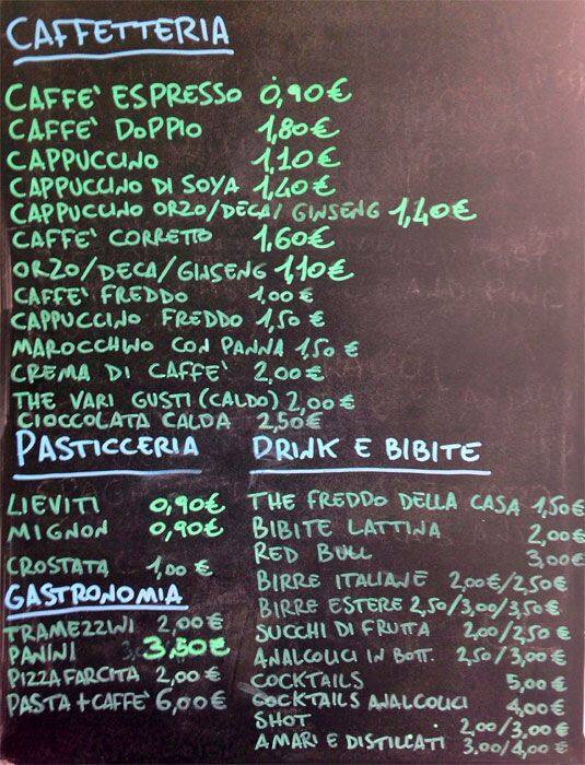 Menu di Gran Caffè Via Gallia 