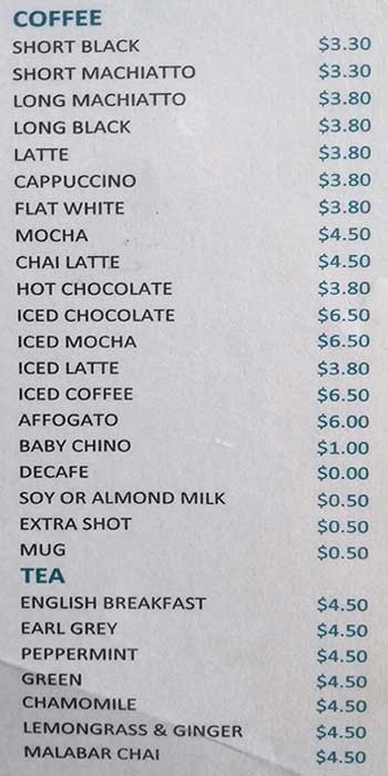 Max's Corner menu
