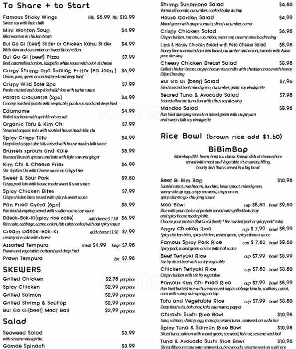 Moa Box Menu, Menu for Moa Box, Coquitlam, Coquitlam - Urbanspoon/Zomato