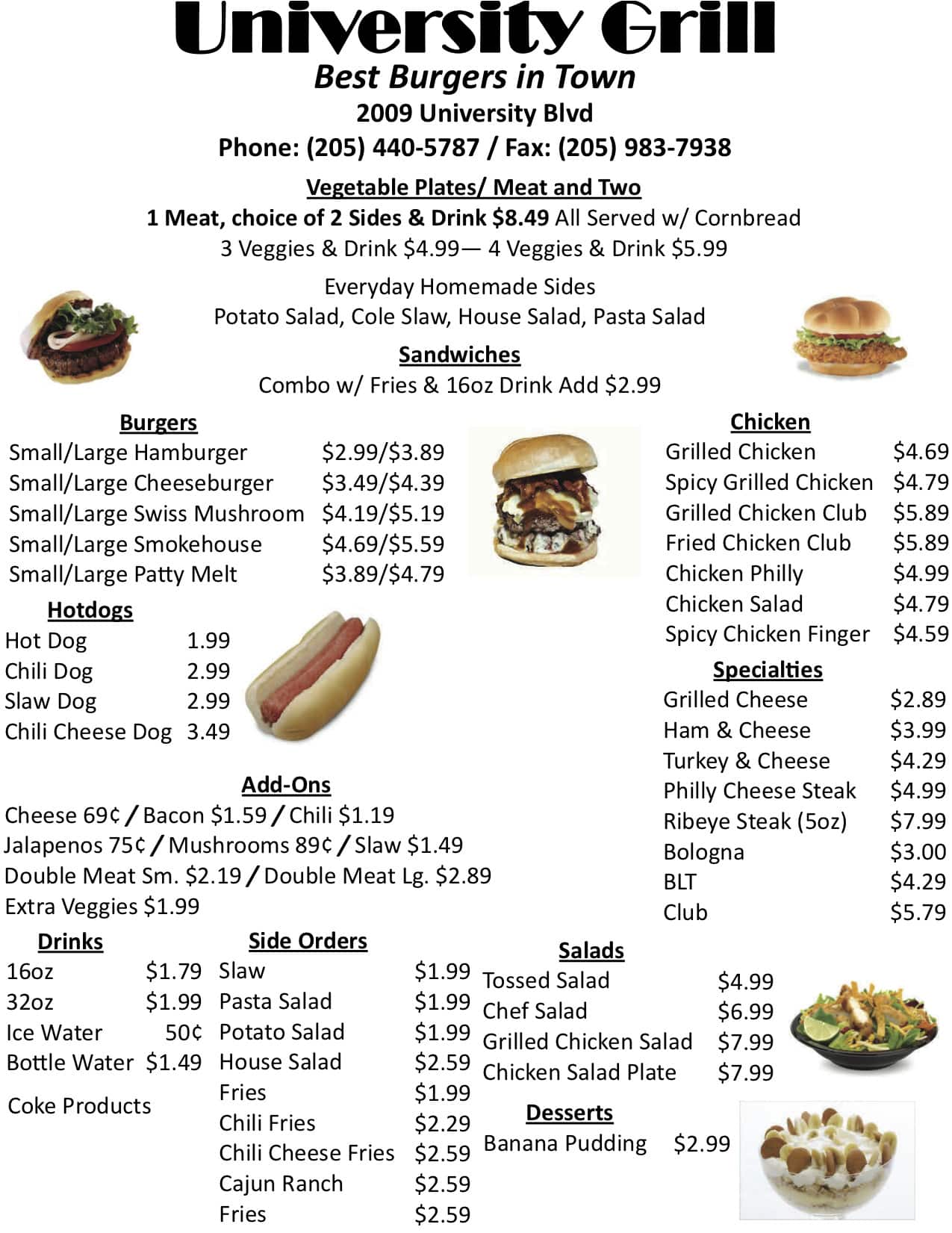 Menu at University Tacos & Burritos restaurant, Birmingham