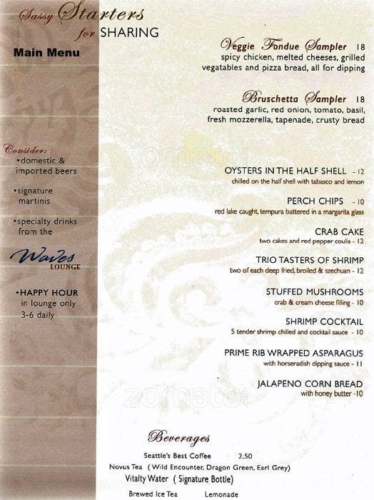 Menu at Sparkling Waters pub & bar, Bemidji