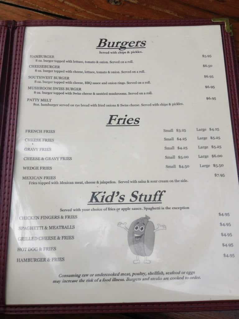 Menu at CuzNJoe's pub & bar, Conyngham