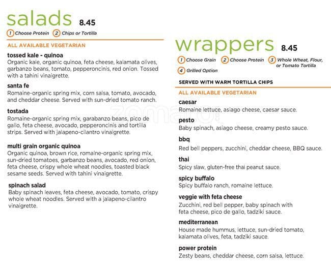 Menu at Crazy Bowls & Wraps restaurant, Carlsbad, Palomar Airport Rd