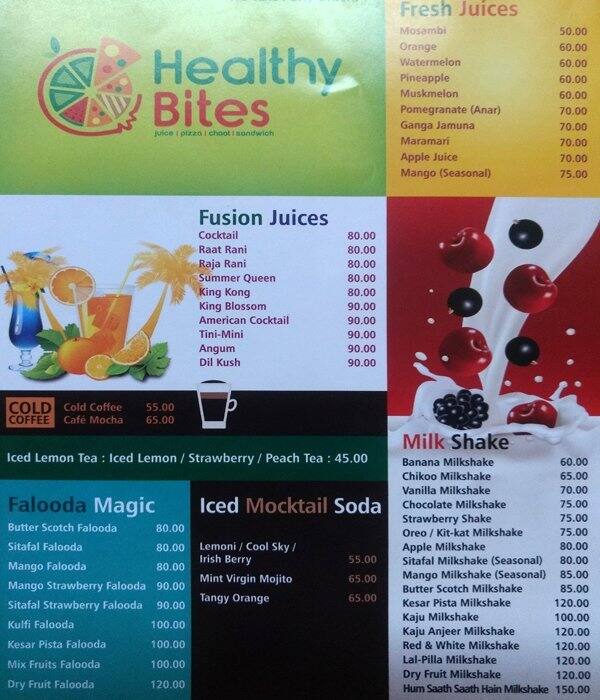 Healthy Bites Menu Menu For Healthy Bites New Panvel Navi Mumbai 