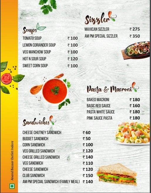 Menu of AM:PM, Damoh Locality, Damoh