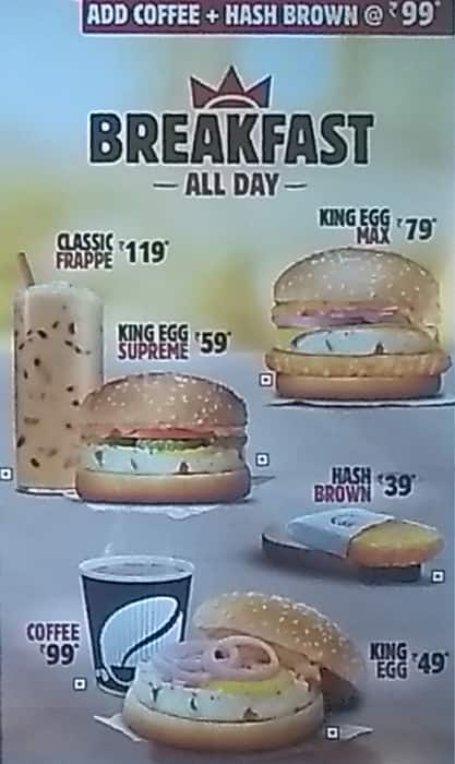 Burger King Menu Menu For Burger King Phase 11 Mohali