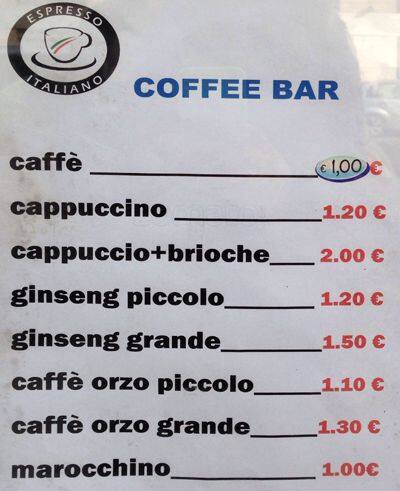 Menu di Coffee Bar 