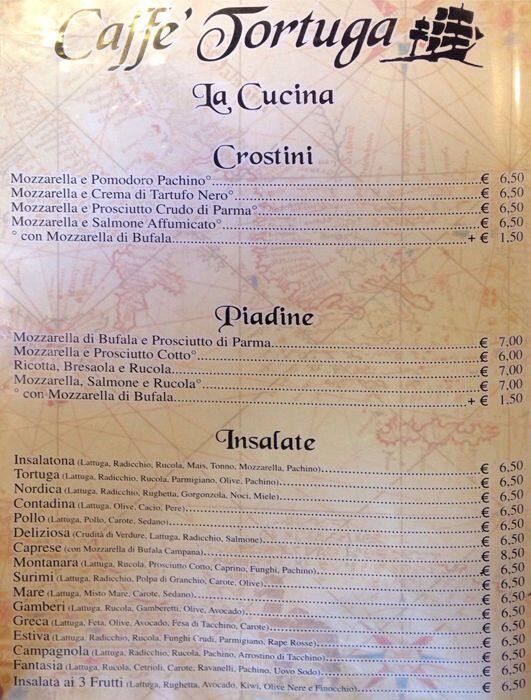 Menu di Tortuga 