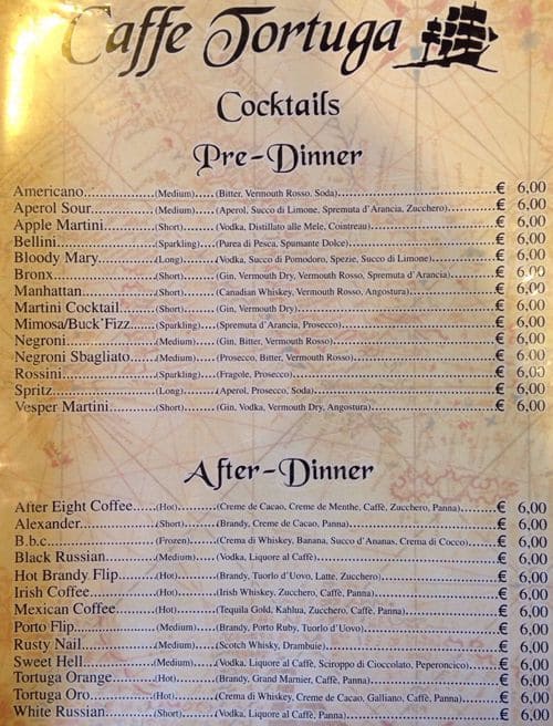 Menu di Tortuga 