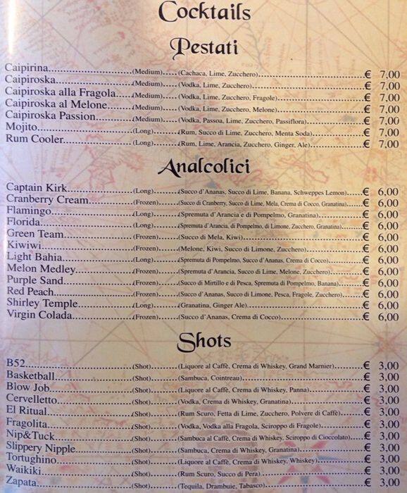 Menu di Tortuga 