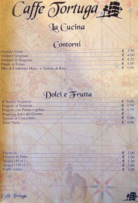 Menu di Tortuga 
