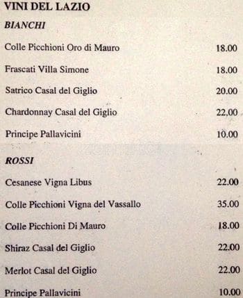 Menu di Romolo 