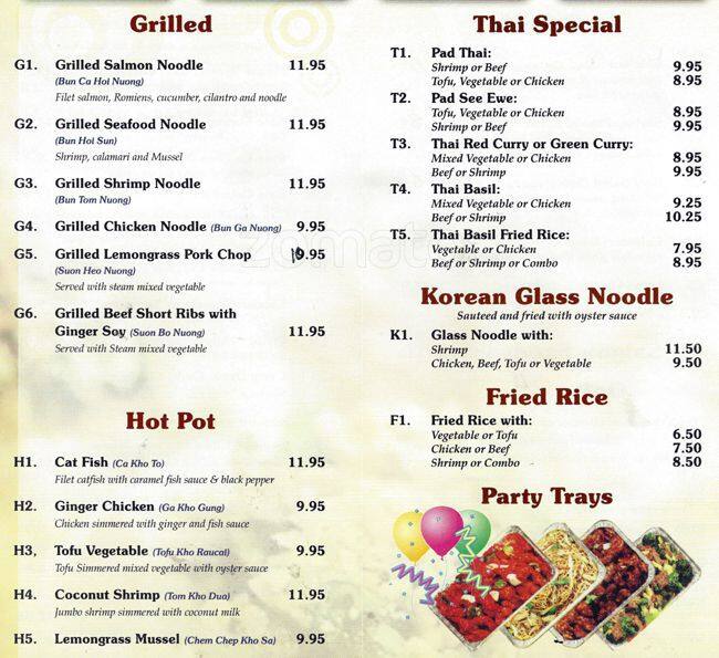 Menu at Saigon Restaurant, Tinley Park