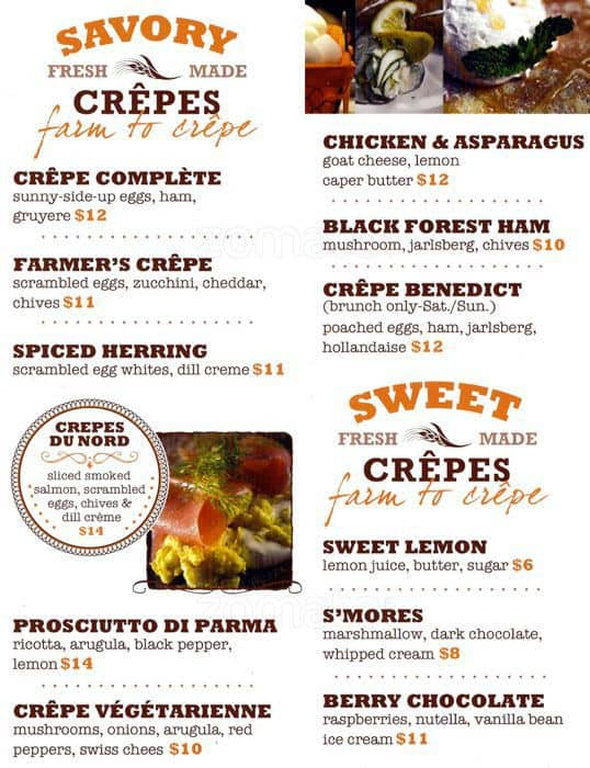 Crêpes Du Nord Menu Menu For Crêpes Du Nord Lower Manhattan New York City Urbanspoonzomato