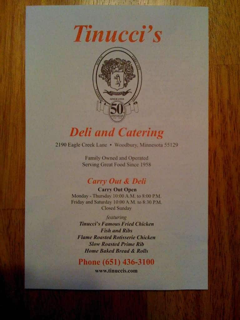 Tinucci's Menu, Menu For Tinucci's, Cottage Grove, Twin Cities ...