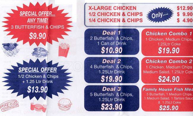 Modbury Pizza bar menu
