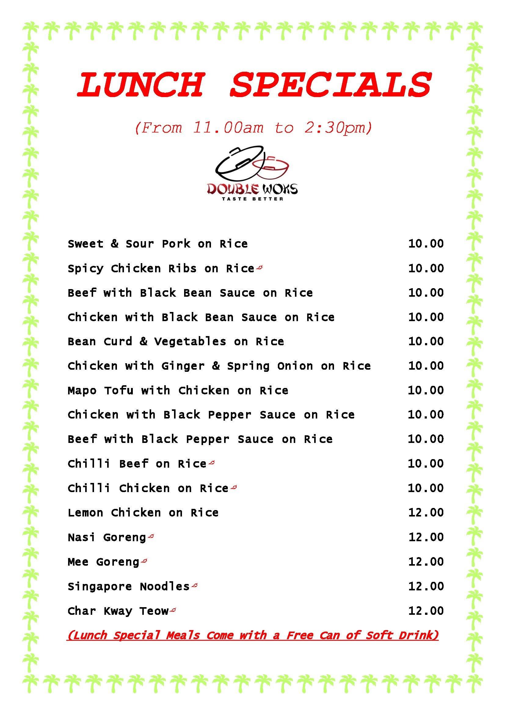 Menu at Double Woks restaurant, Bentleigh East