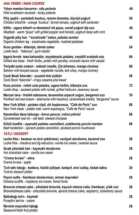 Cookbook menü
