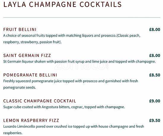 Layla Restaurant menu
