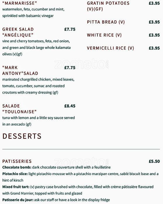Layla Restaurant menu