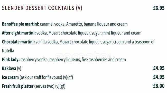Layla Restaurant menu