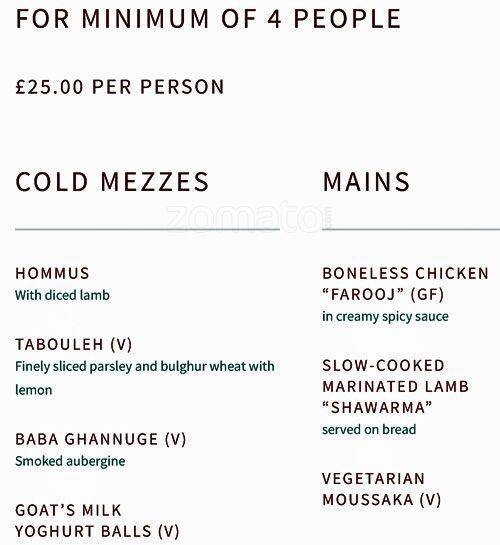 Layla Restaurant menu
