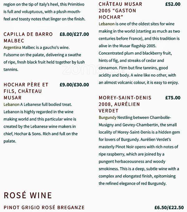 Layla Restaurant menu