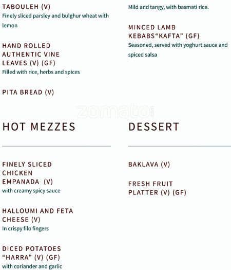 Layla Restaurant menu