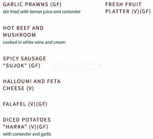 Layla Restaurant menu