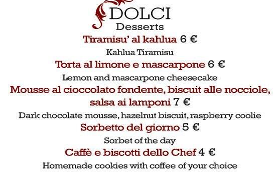 Menu di Tanto c'è tempo 