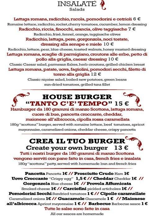 Menu di Tanto c'è tempo 